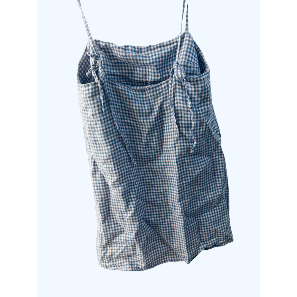 Reformation Aubree Linen Dress in a blue and white gingham print size small - Picture 9 of 11
